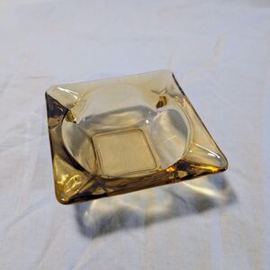 Vintage Mid Century MCM Glass Square Ashtray - Retro 1960s Groovy - Jewelry Dish
